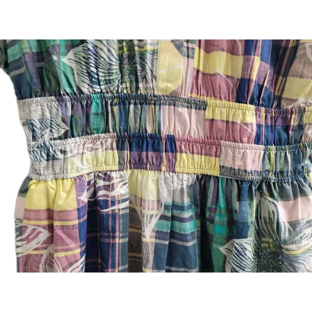 Anthropologie Pastel Plaid & Floral Tiered Maxi Dress - Picture 6 of 14